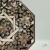 صورة طقم قواعد أكواب (كوستر) خشبي ثماني مُطعم بالصدف الطبيعي والموزاييك