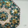 صورة طقم قواعد أكواب (كوستر) خشبي ثماني مُطعم بالصدف الطبيعي والموزاييك
